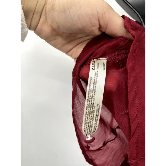 Anthropologie maroon sheer embroidered camisole - Picture 5 of 7